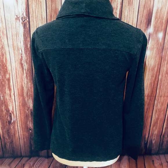 Women’s Small Sweater Cardigan Kensie Anthropologie Dark Gray One Button Pockets - Picture 7 of 13